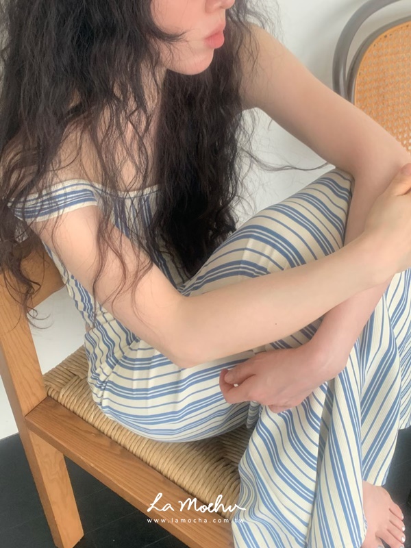 涼感條紋U領背心